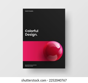 Vivid 3D spheres placard concept. Amazing banner A4 design vector illustration.