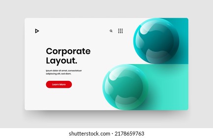 Vivid 3D spheres poster layout. Premium book cover design vector template.