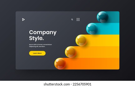 Vivid 3D spheres web banner template. Isolated presentation vector design illustration.