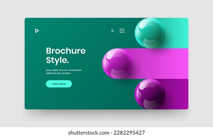 Weblayout von Vivid 3D-Sphären. Frische Booklet Design Vektorkonzept.