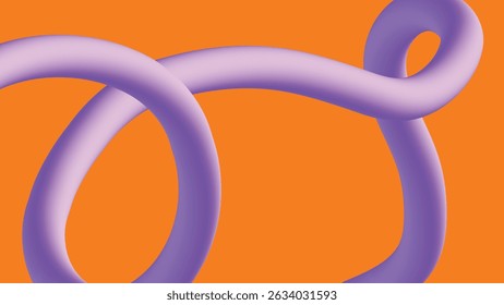 Vivid abstract 3D purple ribbon curves over a warm orange base. Great for digital design, trendy branding, and colorful backgrounds.