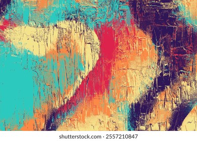 Vivid abstract art combining turquoise, fiery red, and bright yellow with layered textures, creating an electrifying visual full of bold contrasts and vibrant energy in a contemporary design