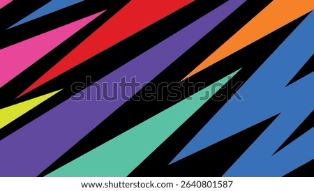 A vivid abstract artwork with orange, purple, and yellow zigzag lines. Eye-catching and energetic design perfect for bold creative media and graphic branding.