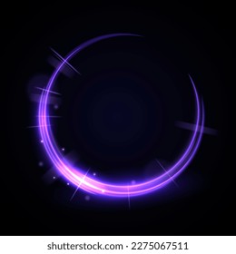 Vivid abstract background. Beautiful design of rotation frame. Mystical portal. Bright sphere lens. Rotating lines. Glow ring. Magic neon ball. Led blurred swirl. Vector illustration