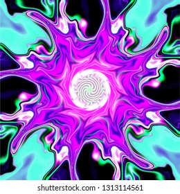 Vivid, abstract and colorful psychedelic background vector illustration. Colors of the year. Hypnotic design. 