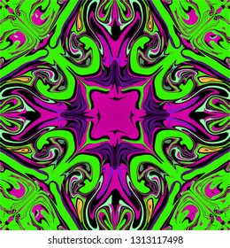 Vivid, abstract and colorful psychedelic background vector illustration. Colors of the year. Hypnotic design. 