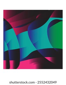 A vivid abstract composition of overlapping fluid shapes in vibrant colors of green, blue, pink, and purple, creating a dynamic and artistic visual effect.
