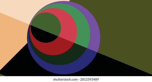 Vivid abstract sphere featuring bold geometric shapes and vibrant colors, emphasizing artistic design and visual creativity.