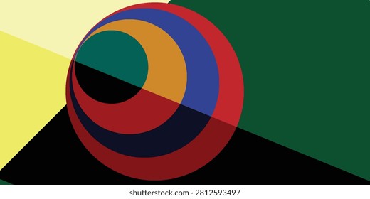 Vivid abstract sphere featuring bold colors and dynamic shapes, emphasizing artistic expression and modern design elements.