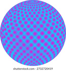Esfera abstrata vívida com um gradiente impressionante de azul elétrico e magenta através de um padrão de superfície geométrica texturizada Palavras-chave esfera, geométrica
