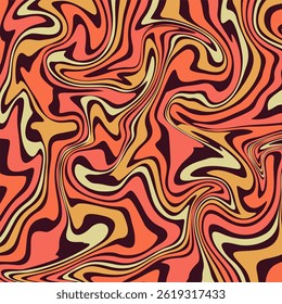 A vivid, abstract vector background featuring a seamless marbled swirl pattern in warm tones of orange, red, beige, and dark brown. 