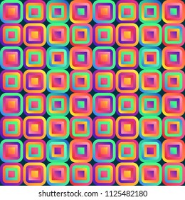 Vivid abstraction with multicolored cubes arranged in seamless pattern of background.