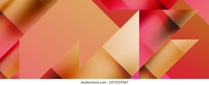 Vivid abstraction unfolds. Triangles in seamless harmony, composing dynamic geometric backdrop. Interplay of angles and hues forms captivating tapestry, evoking modernity and artistic allure