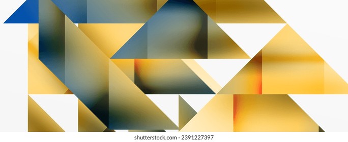 Vivid abstraction unfolds. Triangles in seamless harmony, composing dynamic geometric backdrop. Interplay of angles and hues forms captivating tapestry, evoking modernity and artistic allure