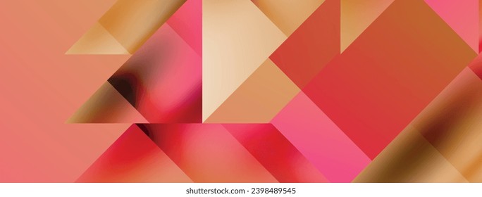 Vivid abstraction unfolds. Triangles in seamless harmony, composing dynamic geometric backdrop. Interplay of angles and hues forms captivating tapestry, evoking modernity and artistic allure