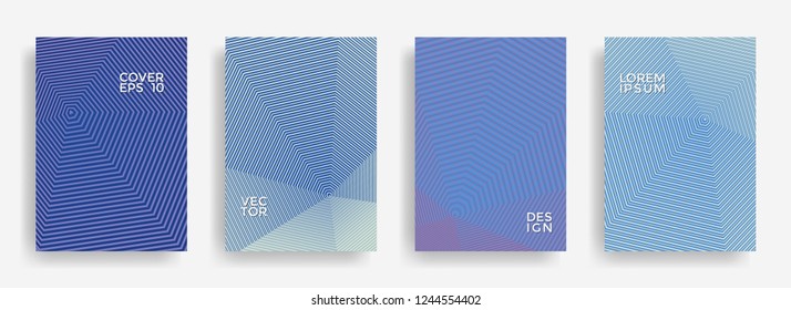 Vivid annual report design vector collection. Halftone grid texture cover page layout templates set. Report covers geometric design, business brochure pages corporate banners.