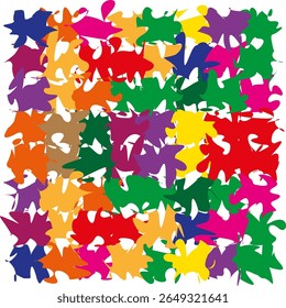 Tempestade de flechas vívidas. Voo de origami de cores. Padrão caótico Vetor. Enxame apontador energético.