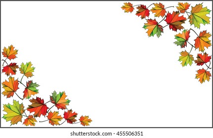 Vivid autumn maple leaves. Colored engraving.Background for brochures,banners,websites , labels etc. Vector illustration.