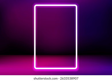 Plano de fundo vívido com quadro de néon vertical. Ilustração vetorial