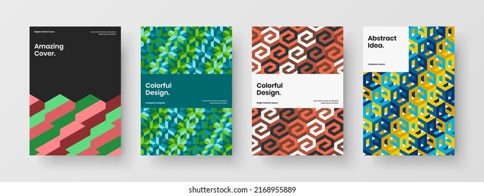 Vivid banner A4 vector design layout composition. Abstract mosaic hexagons presentation concept collection.