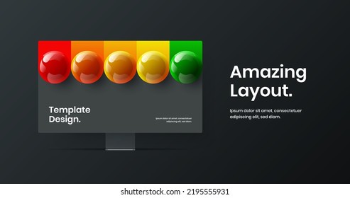 Vivid Banner Design, Vektorgrafik. Helles Computerdisplay-Modell Website-Bildschirm-Konzept.