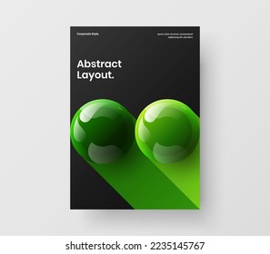 Vivid banner vector design template. Abstract realistic balls annual report layout.