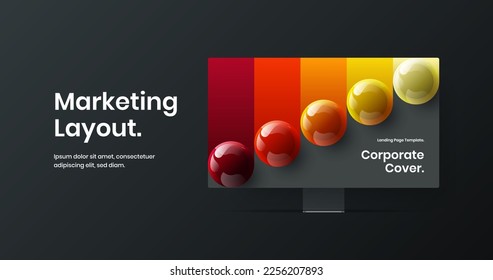 Vivid banner vector design template. Original computer monitor mockup website concept.