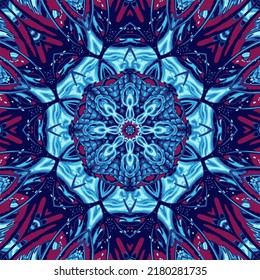 Bonito y vivo patrón de mandala abstracta para fondo con azul