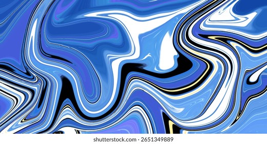 Ondas abstratas azuis vivas com contraste preto e branco criam um visual arrojado e fluido ideal para a arte moderna e para os fundos de design digital.
