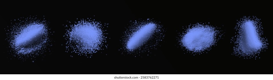 Vivid blue bath salt crystals spread across a dark background, highlighting their rough texture and striking color. Ideal for spa, relaxation, and wellness visuals, evoking a sense of luxury and calm