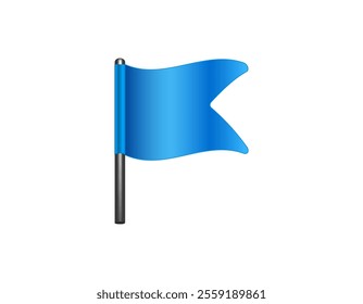 A vivid blue flag waving gracefully on a dark pole, symbolizing hope and unity.