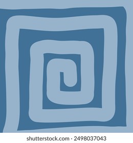 A vivid blue square that features an intricate spiral design located in its center, creating a visually striking contrast