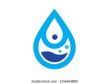 Vivid Blue Water Drop Logo Design Depicting Purity Freshness and Cleansing Properties for Eco Friendly Brands