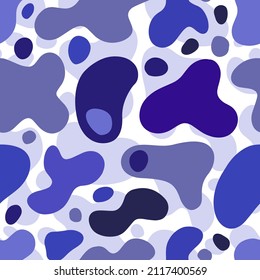 vivid bold blue violet organic shaped solid elements seamless pattern on white background for web product design media and packaging