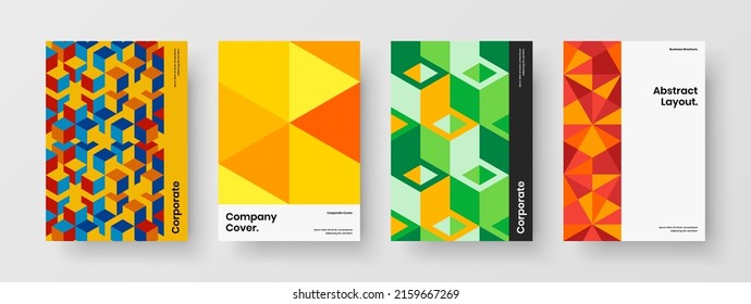 Colección de diseño de vectores de diseño de diseño de portada de libros A4. Limpiar la composición de las ilustraciones postales de fichas geométricas.