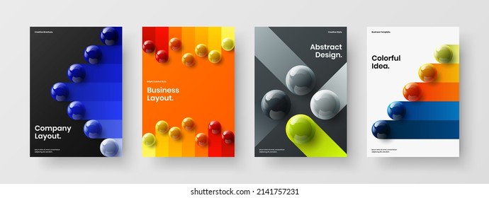 Composición de ilustraciones vectoriales de diseño de portada de libros vivos. Conjunto de conceptos de presentación de esferas 3D minimalista.