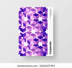 Vivid book cover vector design template. Colorful geometric tiles company brochure layout.
