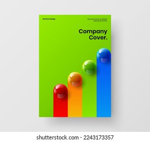 El concepto de diseño del vector A4 del folleto Vivid. Diseño único realista de folletos de esferas.