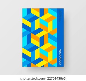 Vivid booklet A4 vector design concept. Isolated mosaic tiles catalog cover illustration.