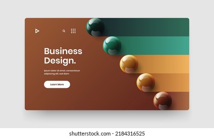 Vivid booklet design vector template. Geometric 3D spheres corporate brochure concept.