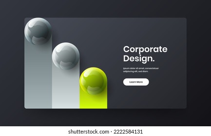 Vivid booklet vector design layout. Unique 3D balls front page concept.