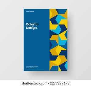 Vivid brochure A4 vector design illustration. Amazing geometric tiles placard template.