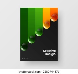 Folleto Vivid ilustración de diseño vectorial A4. El concepto de presentación de esferas 3D de moda.