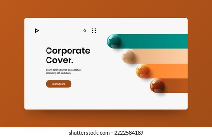 Vivid brochure vector design concept. Modern realistic spheres catalog cover illustration.