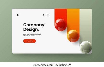 Vivid brochure vector design template. Simple realistic balls site illustration.