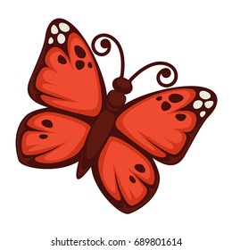 Vivid butterfly with red wings