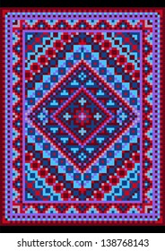 Vivid carpet old style in blue and purple shades