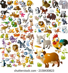 Vivid cartoon animals vector set