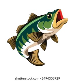 Vivid cartoon illustration of a fish with an open mouth, showcasing detailed fin and scale patterns on a white background.