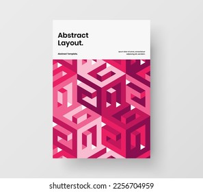 Vivid catalog cover A4 design vector template. Bright mosaic hexagons corporate identity layout.